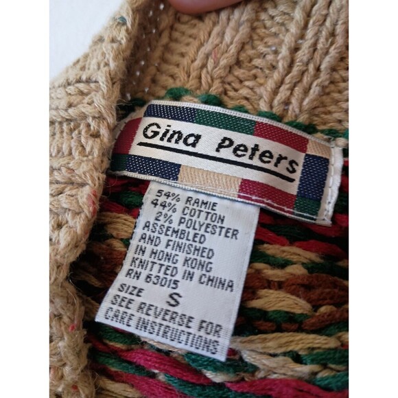 VTG Neutral Tan Nordic Norwegian Fair Isle Sweater Knit Speckled Capsule Small - Picture 7 of 8